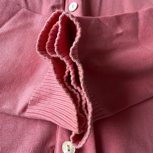 Vintage Lands’ End Pink Cotton Button Preppy Cardigan Cottagecore Sweater Medium - Picture 9 of 12